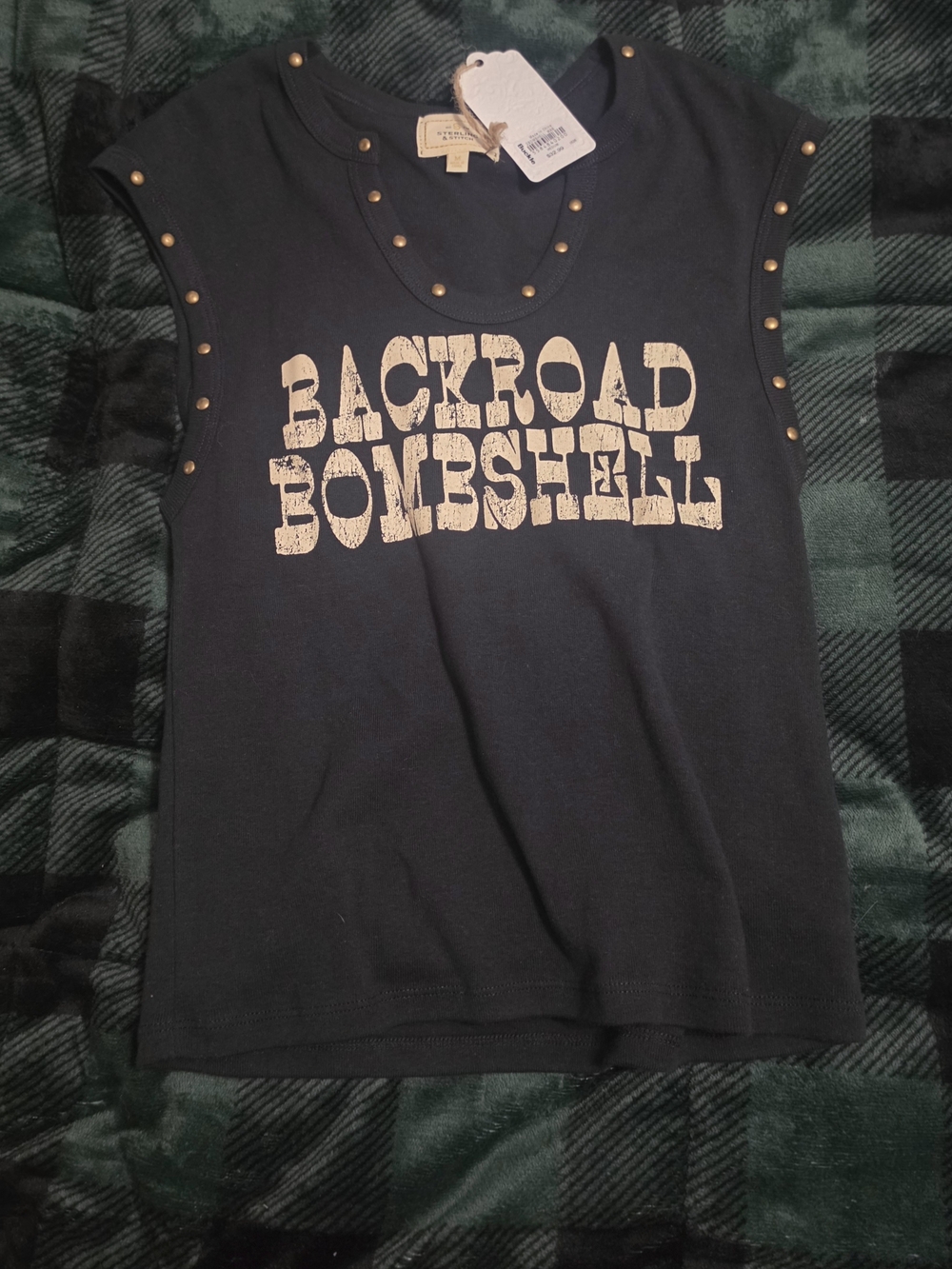 Backroad Bombshell Studded Black Graphic Tee